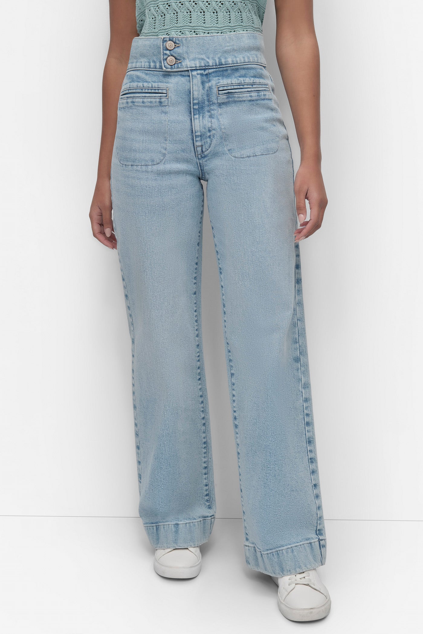 HIGH Rise Length DOUBLE BUTTON TAB WIDE LEG