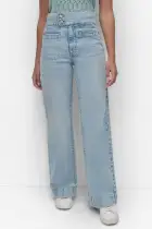 HIGH Rise Length DOUBLE BUTTON TAB WIDE LEG