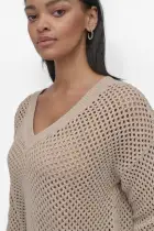 3/4 WIDE SLEEVE CREW NECKOPEN POINTELLE STITCH(PEBBLE,XXS)