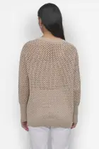 3/4 WIDE SLEEVE CREW NECKOPEN POINTELLE STITCH(PEBBLE,XXS)