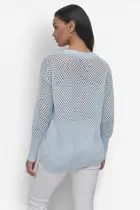3/4 WIDE SLEEVE CREW NECKOPEN POINTELLE STITCH(SKYWAY BLUE,XXS)
