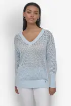 3/4 WIDE SLEEVE CREW NECKOPEN POINTELLE STITCH