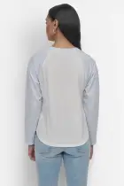 ARCHED NEW YORK  LOGO RAGLAN LONG SLEEVE TEE(IVORY/SKYWAY BLUE,XXS)