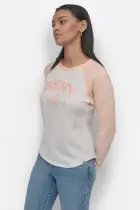 ARCHED NEW YORK  LOGO RAGLAN LONG SLEEVE TEE(IVORY/TROPICAL PEACH,XXS)