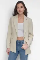SINGLE BUTTON BLAZER WITH CUT AWAY HEM