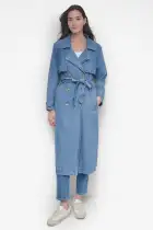 STORM FLAP DENIM TRENCH