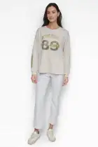 89 MULTI COLOR RHINESTONE LOGO LONG SLEEVE TEE(Eggnog/Vintage Khaki,XXS)