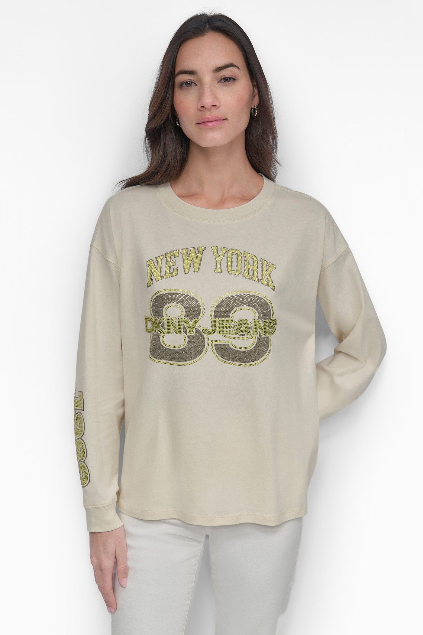 89 MULTI COLOR RHINESTONE LOGO LONG SLEEVE TEE