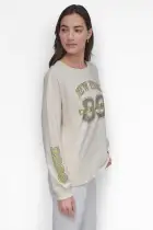 89 MULTI COLOR RHINESTONE LOGO LONG SLEEVE TEE(Eggnog/Vintage Khaki,XXS)