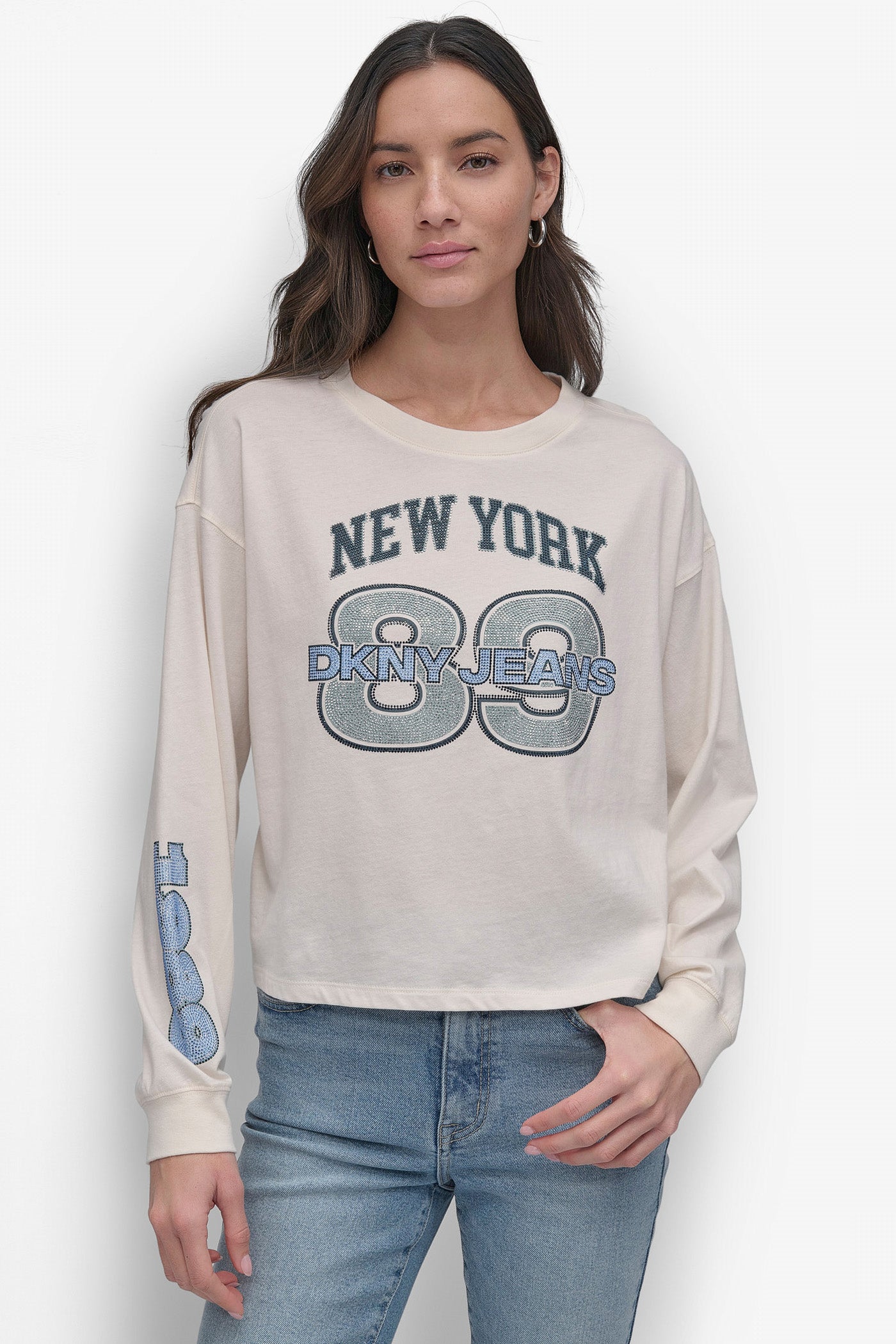 89 MULTI COLOR RHINESTONE LOGO LONG SLEEVE TEE