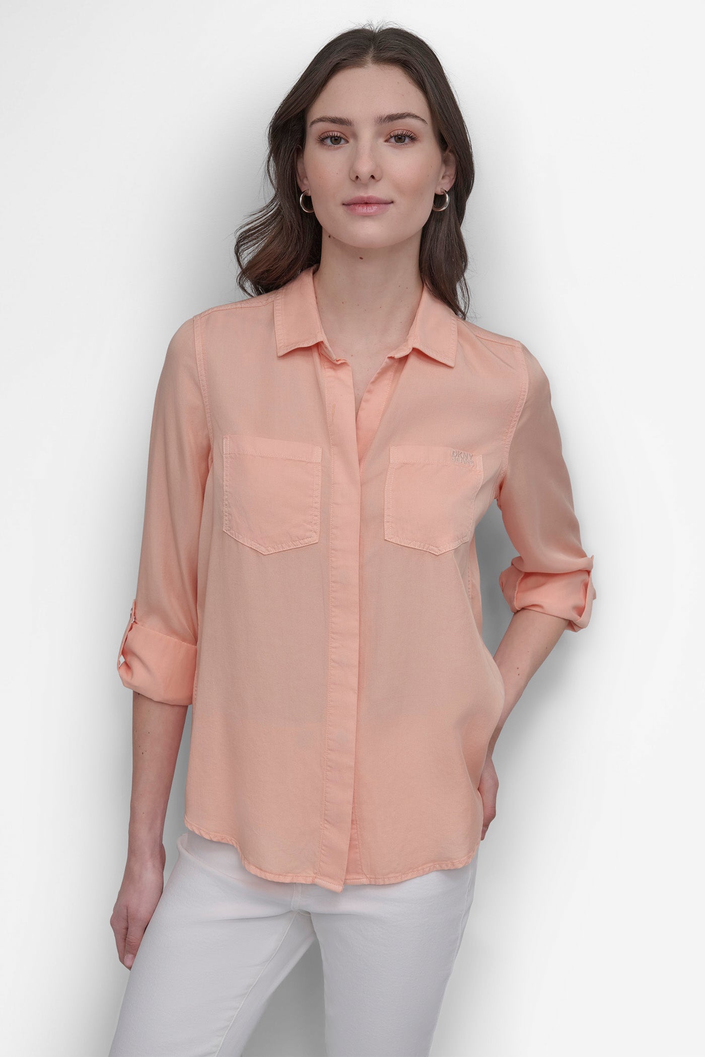 SPLIT BACK BUTTON FRONT SHIRT