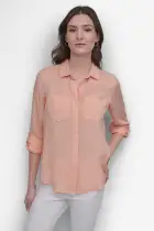 SPLIT BACK BUTTON FRONT SHIRT