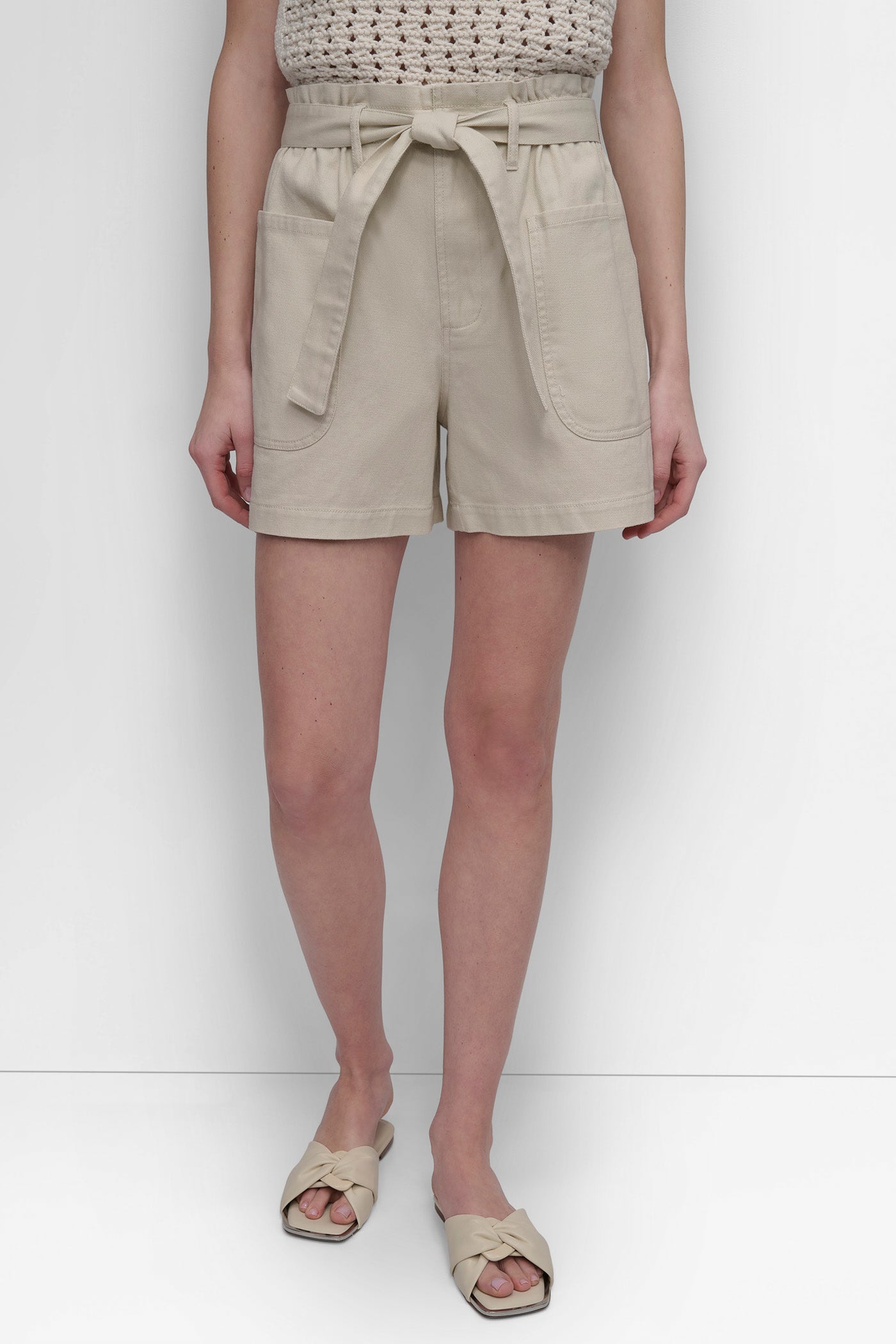HIGH WAIST PAPER BAG SHORT WITH SELF BELT