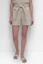 HIGH WAIST PAPER BAG SHORT WITH SELF BELT