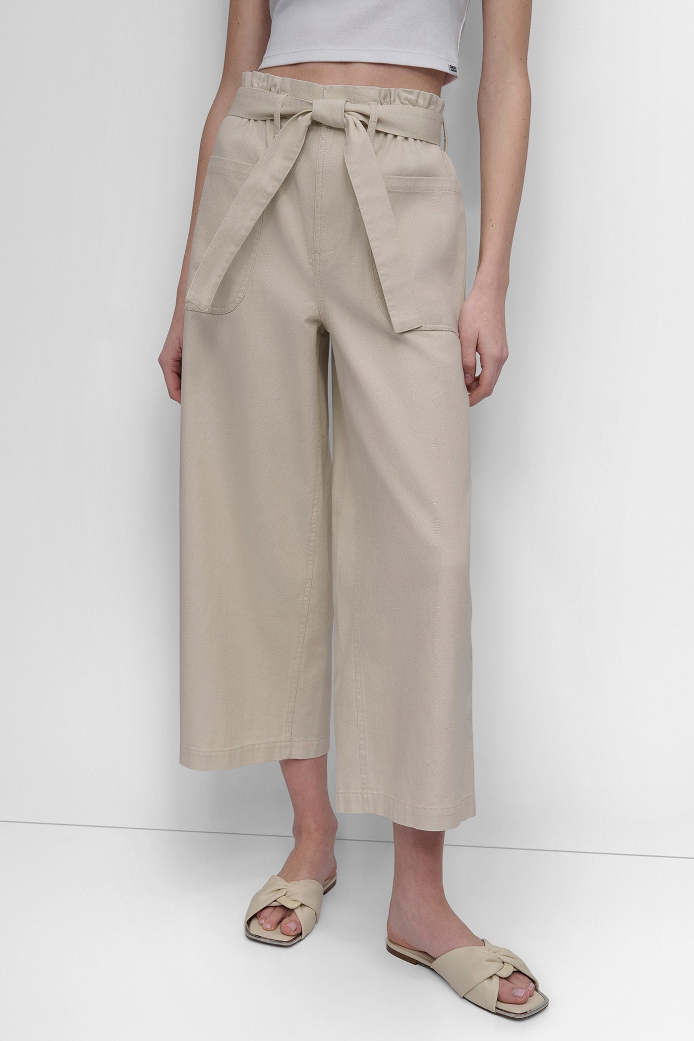 HIGH WAIST PAPER BAG PANT WITH SELF BELT