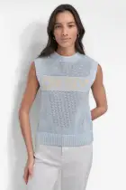 SLEEVELESS LOGO CREW NECK POINTELLE STITCH