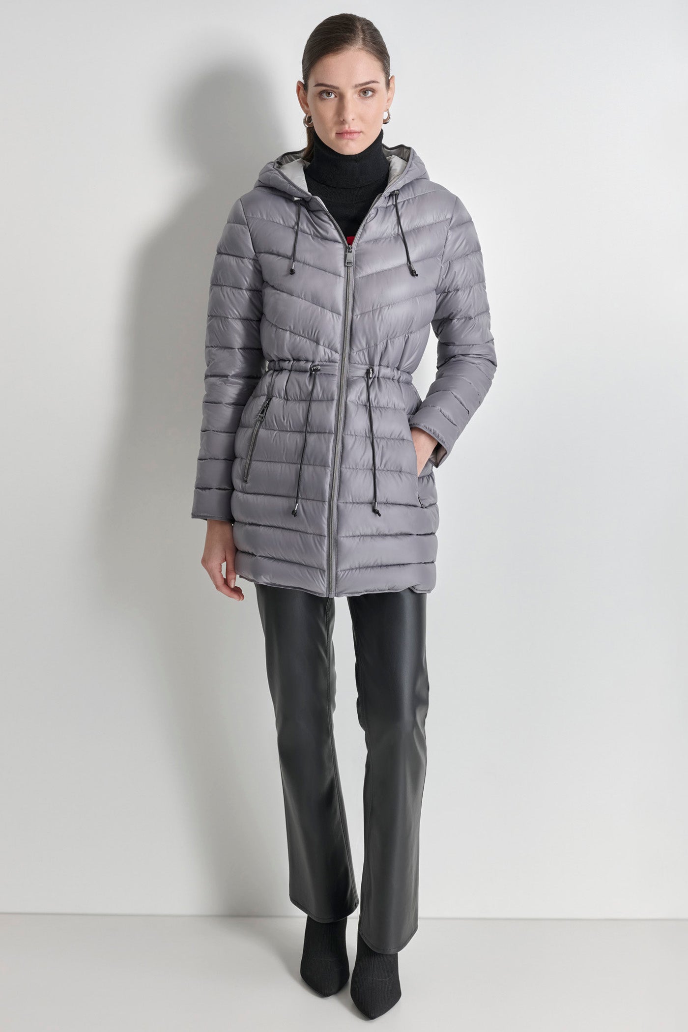 PUFFER JACKET WITH CINCHED WAIST