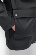 BUTTON UP RAIN COAT(Black,XXS)
