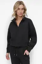 VARSITY EMBROIDERED LOGO JOHNNY COLLAR PULLOVER