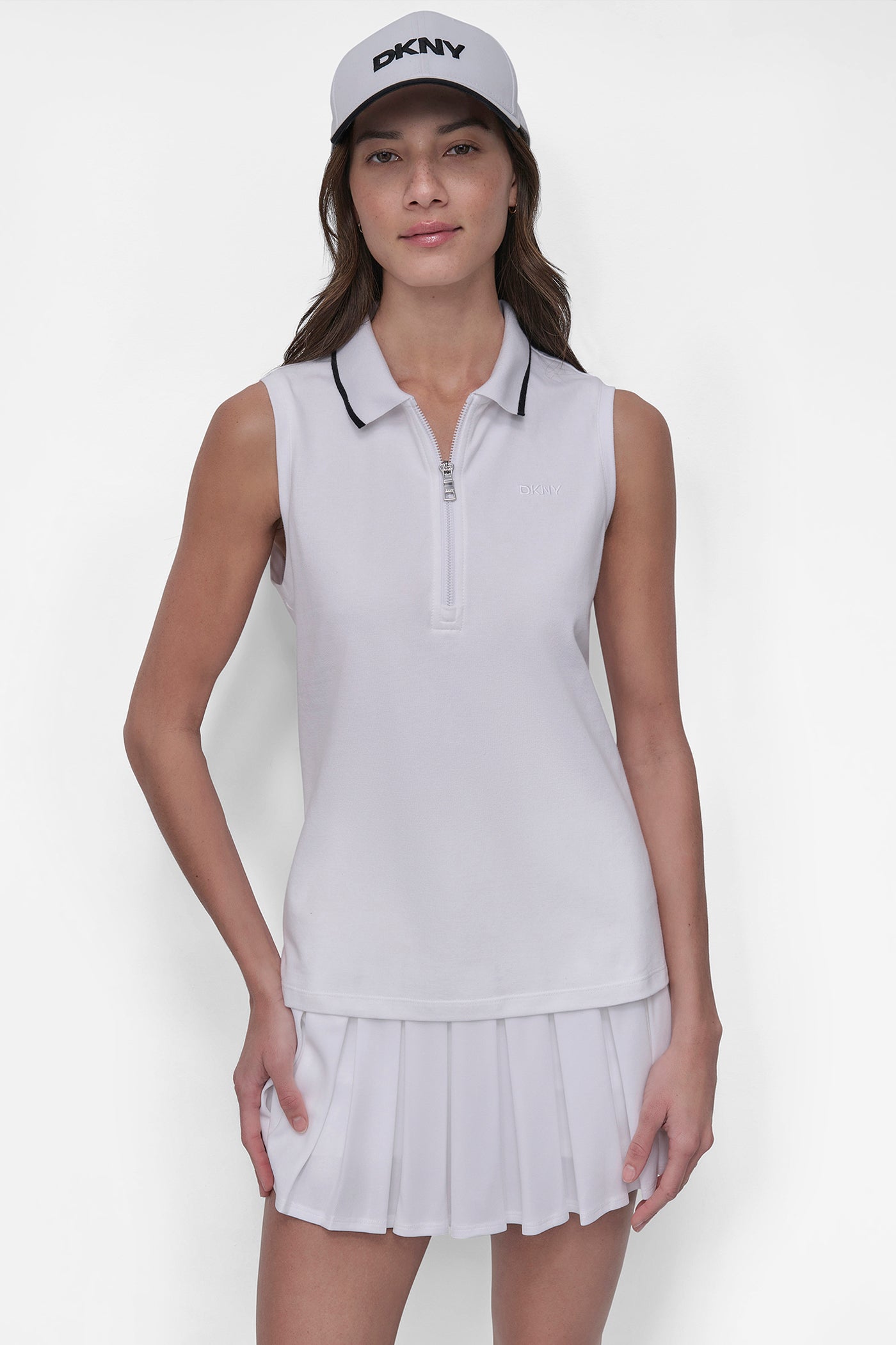 TIPPED COLLAR HALF ZIP POLO TANK