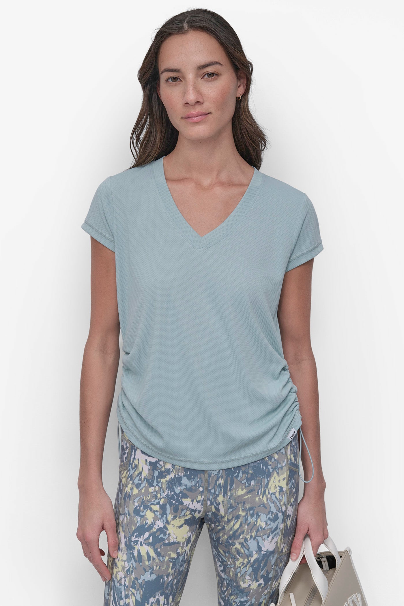 SHORT SLEEVE TECH TEE WITH RUCHED SIDE SEAMS