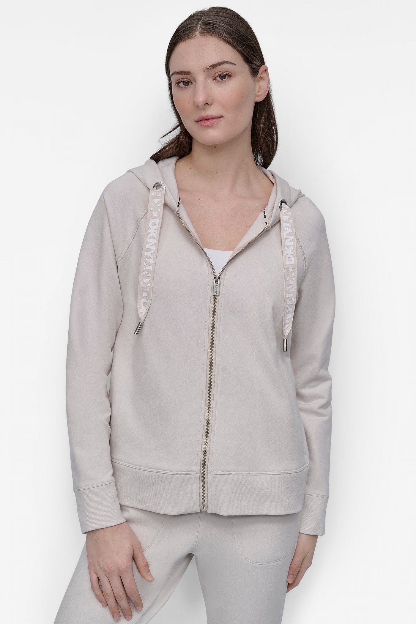 TWO TONE LOGO DRAWCORD ZIP HOODIE