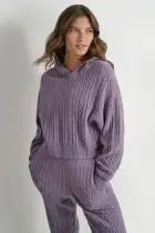 COZY CABLE SWEATER HOODIE