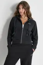 MINI STUD LOGO FULL ZIP HOODIE WITH POCKETS