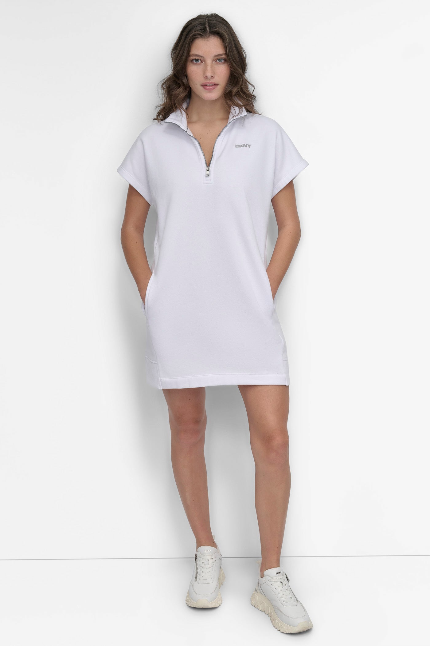 MINI STUD LOGO HALF ZIP SNEAKER DRESS