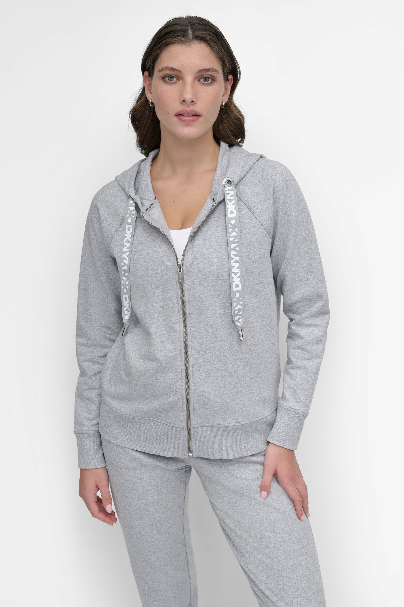 TWO TONE LOGO DRAWCORD ZIP HOODIE