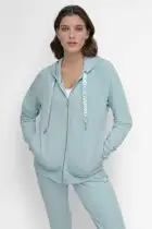TWO TONE LOGO DRAWCORD ZIP HOODIE