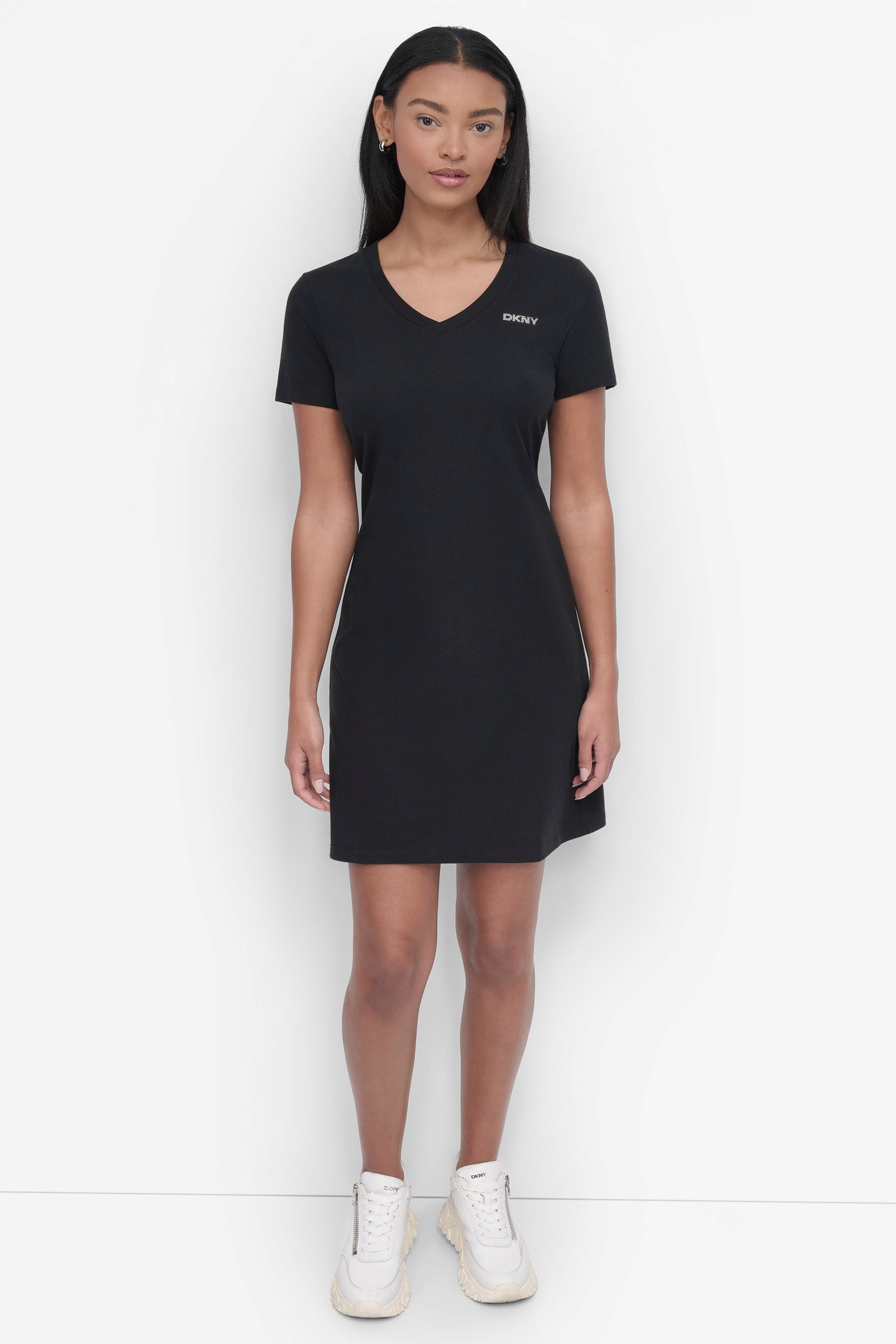 MINI STUD LOGO V-NECK T-SHIRT DRESS
