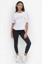 ARCHED DKNY RHINESTONE OMBRE LOGO TEE