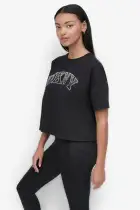 ARCHED DKNY RHINESTONE OMBRE LOGO TEE(Black,XS)