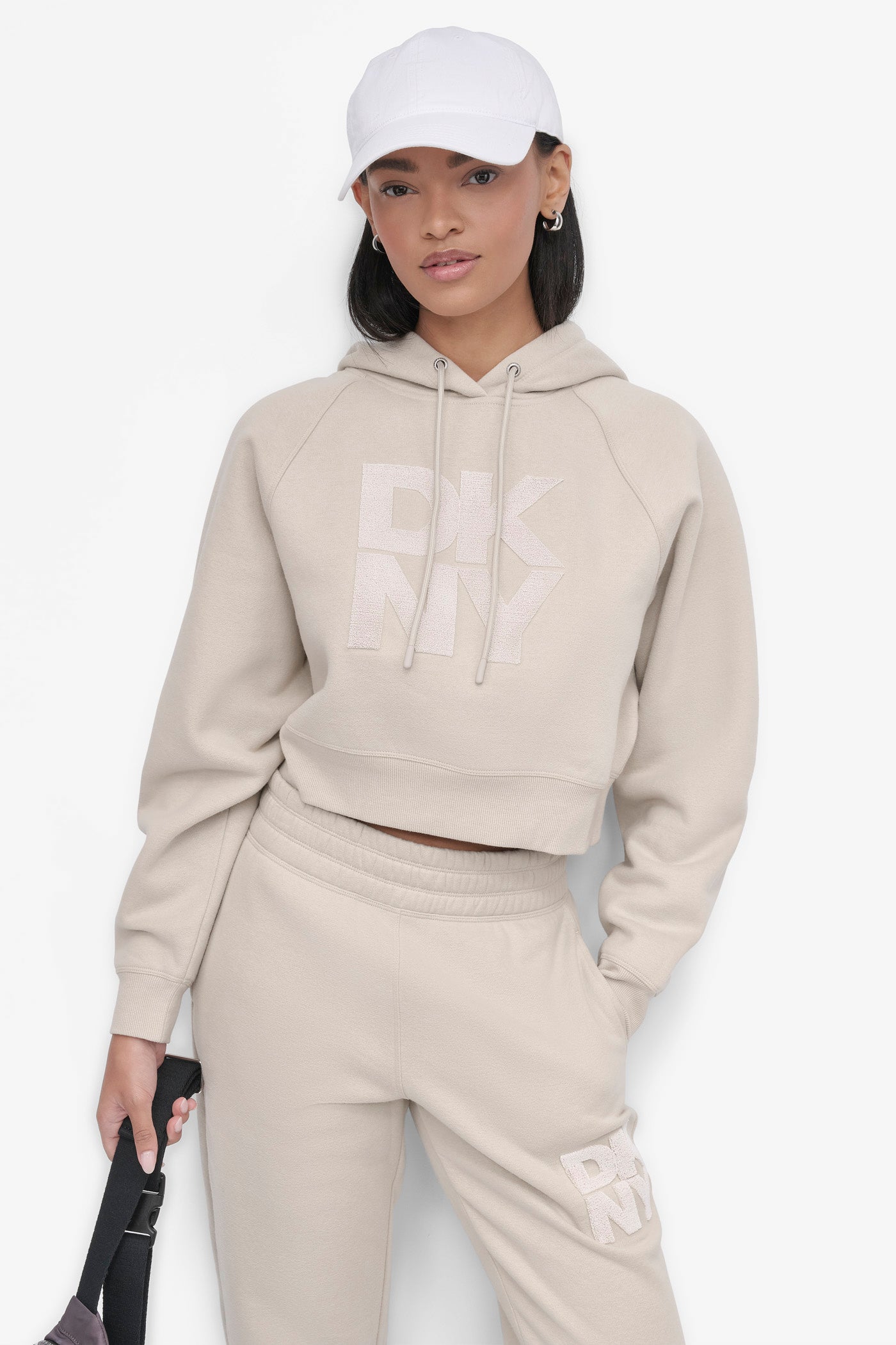 STACKED VELVET PLUSH EMBROIDERY LOGO HOODIE
