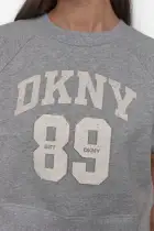 ARCHED DKNY 89 DISTRESSED RHINESTONE LOGO CROPPED(PEARL GREY HEATHER/ EGGNOG,XS)