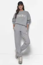ARCHED DKNY 89 DISTRESSED RHINESTONE LOGO RELAXED(PEARL GREY HEATHER/ EGGNOG,XS)