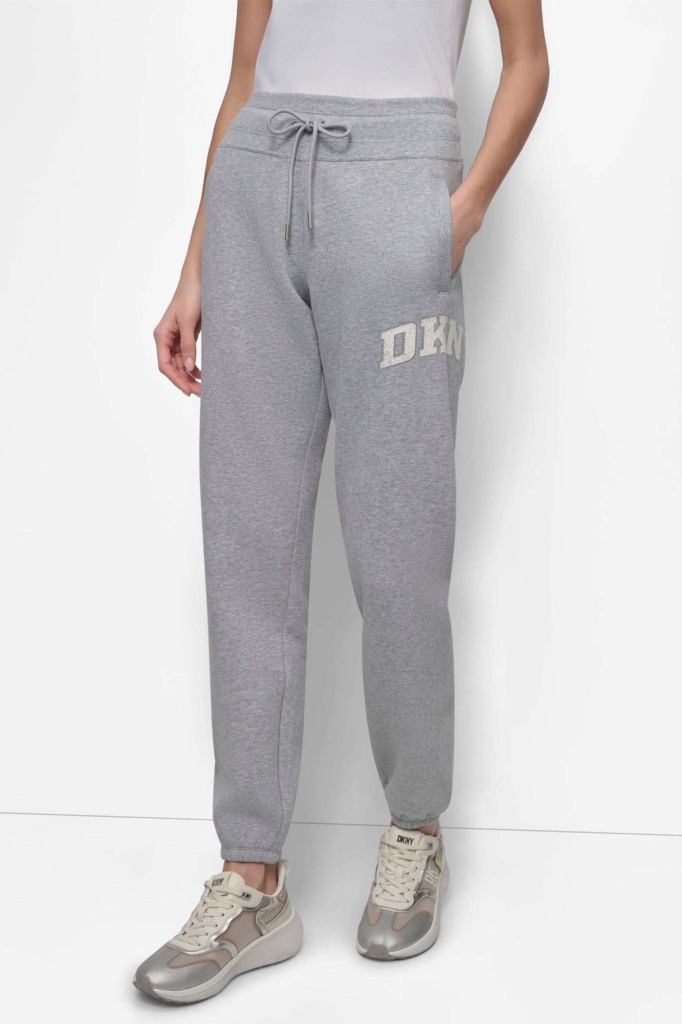 ARCHED DKNY 89 DISTRESSED RHINESTONE LOGO RELAXED