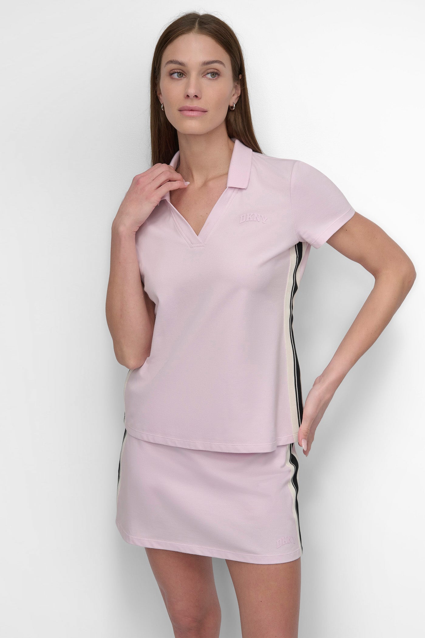 SHORT SLEEVE POLO WITH VARSITY STRIPE TAPING