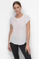 MINI SLUB WAFFLE SHORT SLEEVE TEE WITH V-INSET