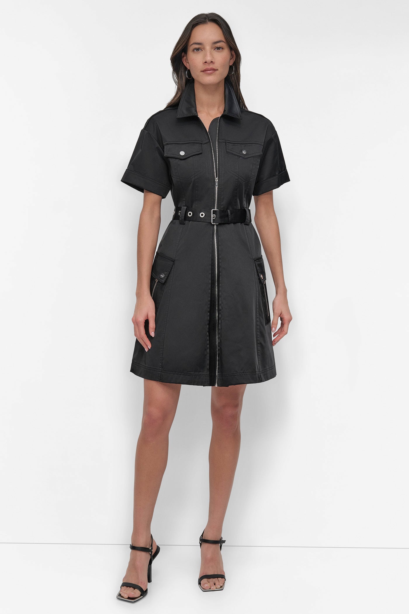 SHIRT DRESS WITH FRONT ZIPPER