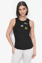 SLEEVELESS PINS AND PATCHES KNIT TANK