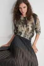 BRUSHED PRINTED SWEATER(Black,XS)