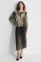 BRUSHED PRINTED SWEATER(Black,XS)