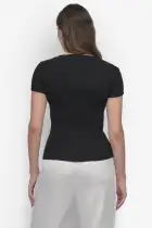 CAP SLEEVE SQUARE NECK SWEATER(Black,XXS)