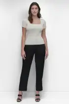 CAP SLEEVE SQUARE NECK SWEATER(IVORY,XXS)