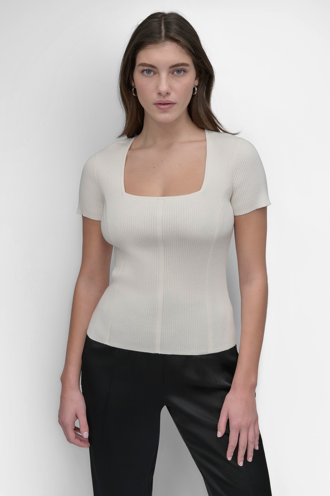 CAP SLEEVE SQUARE NECK SWEATER
