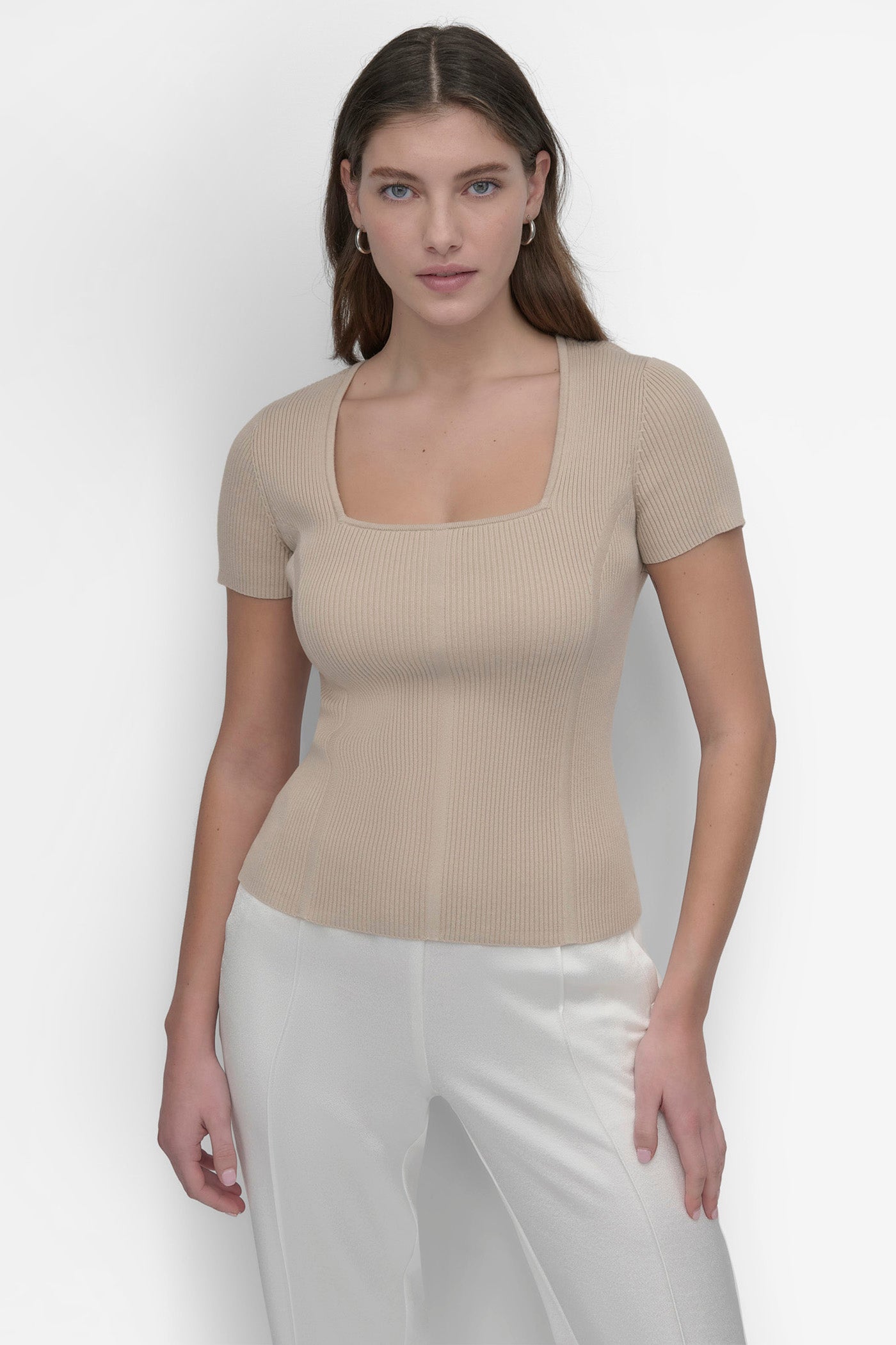 CAP SLEEVE SQUARE NECK SWEATER