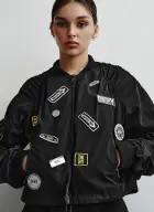CITY SIGN BOMBER(Black,XXS)